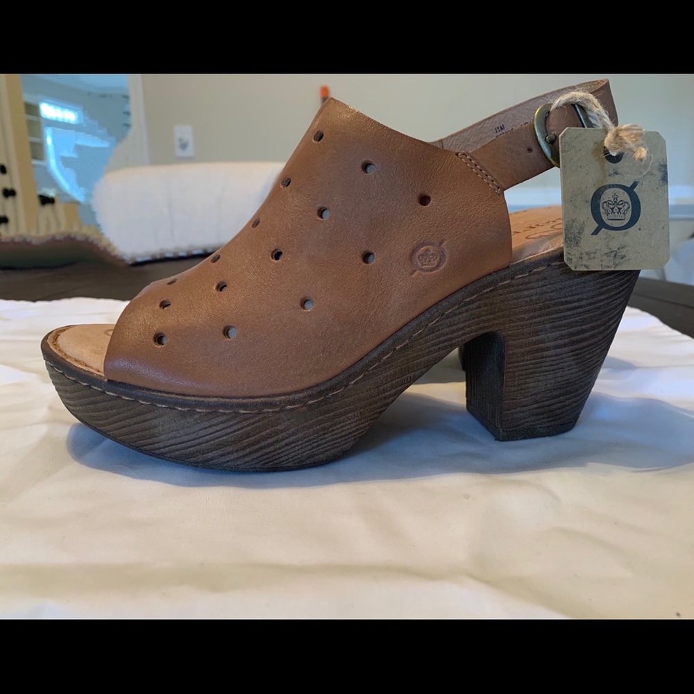 Summer heeled leather mules by Born